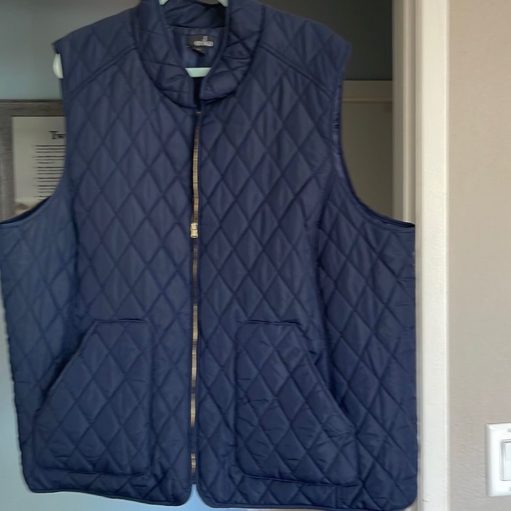 Erika Navy Blue Quilted Zip Front Puffer Vest